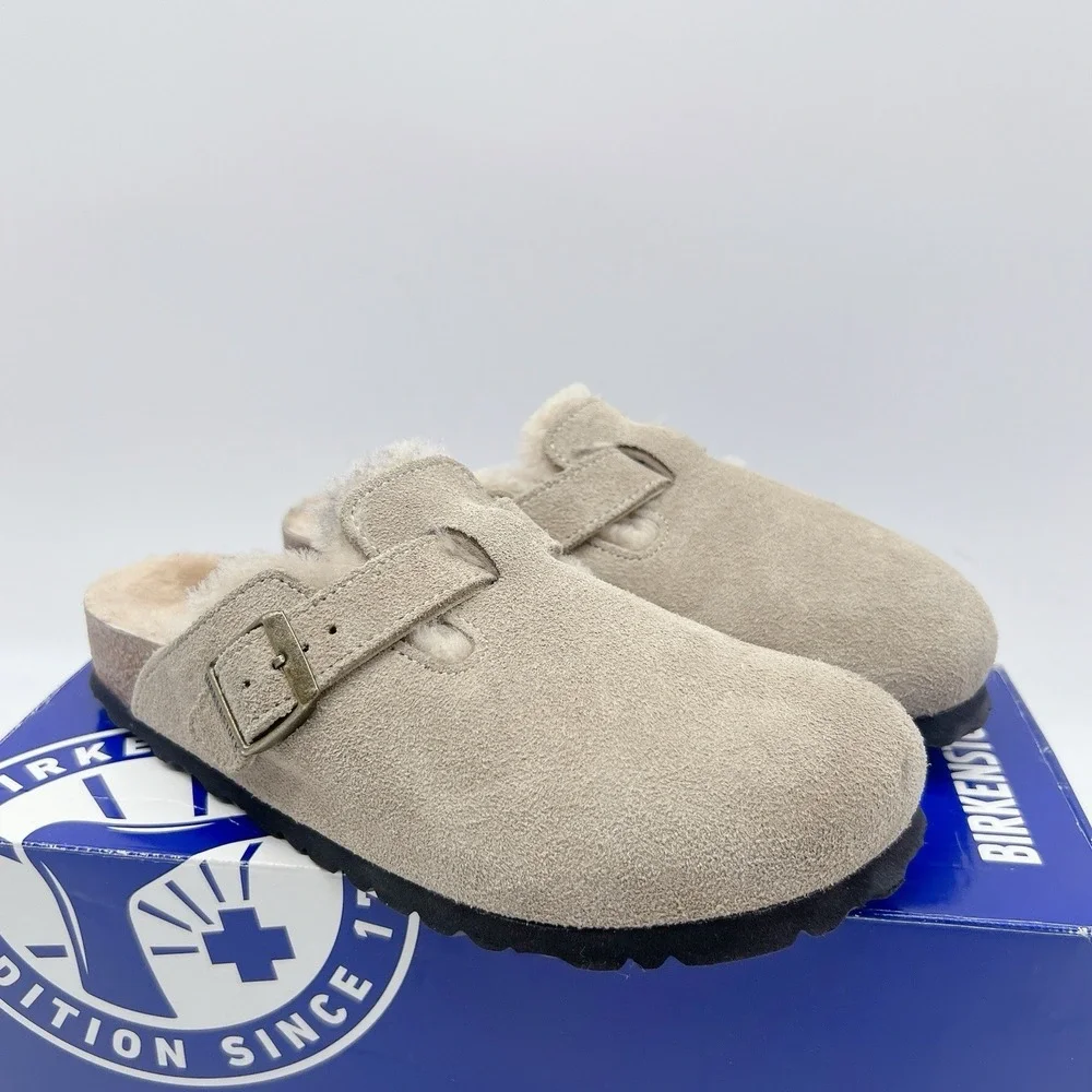 Birkenstock Boston Shearling Women's Clogs Slip On Comfort Gray Suede EU 38 US 7 - Picture 5 of 15